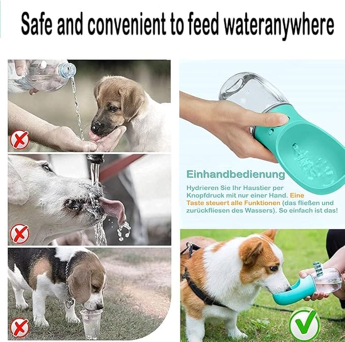 Emwel Dog Water Bottle - 550ml Water Feeder Leak Proof Portable Puppy Water Dispenser