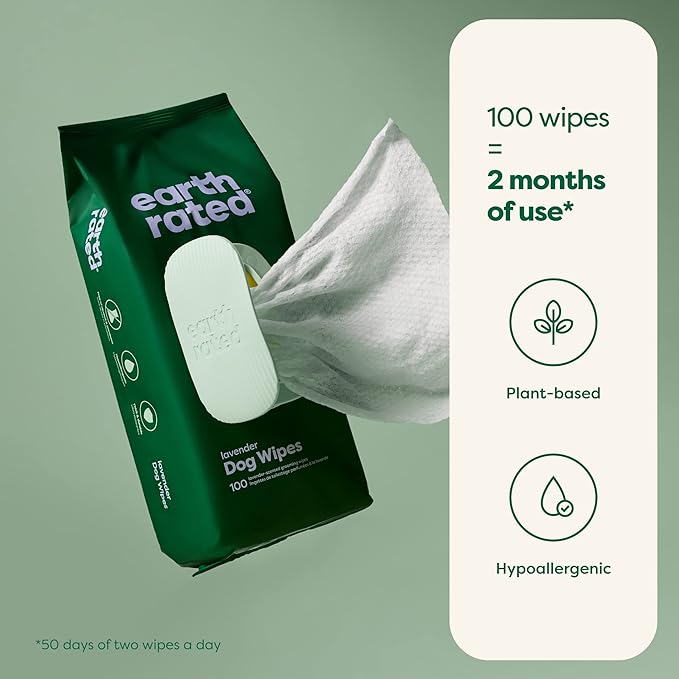 Earth Rated Dog Poo Bag Refill Rolls and Grooming Wipes Bundle, 270 Leak Proof and Extra Thick Waste Bags and 100 Plant Based Thick Grooming Wipes, Lavender Scented
