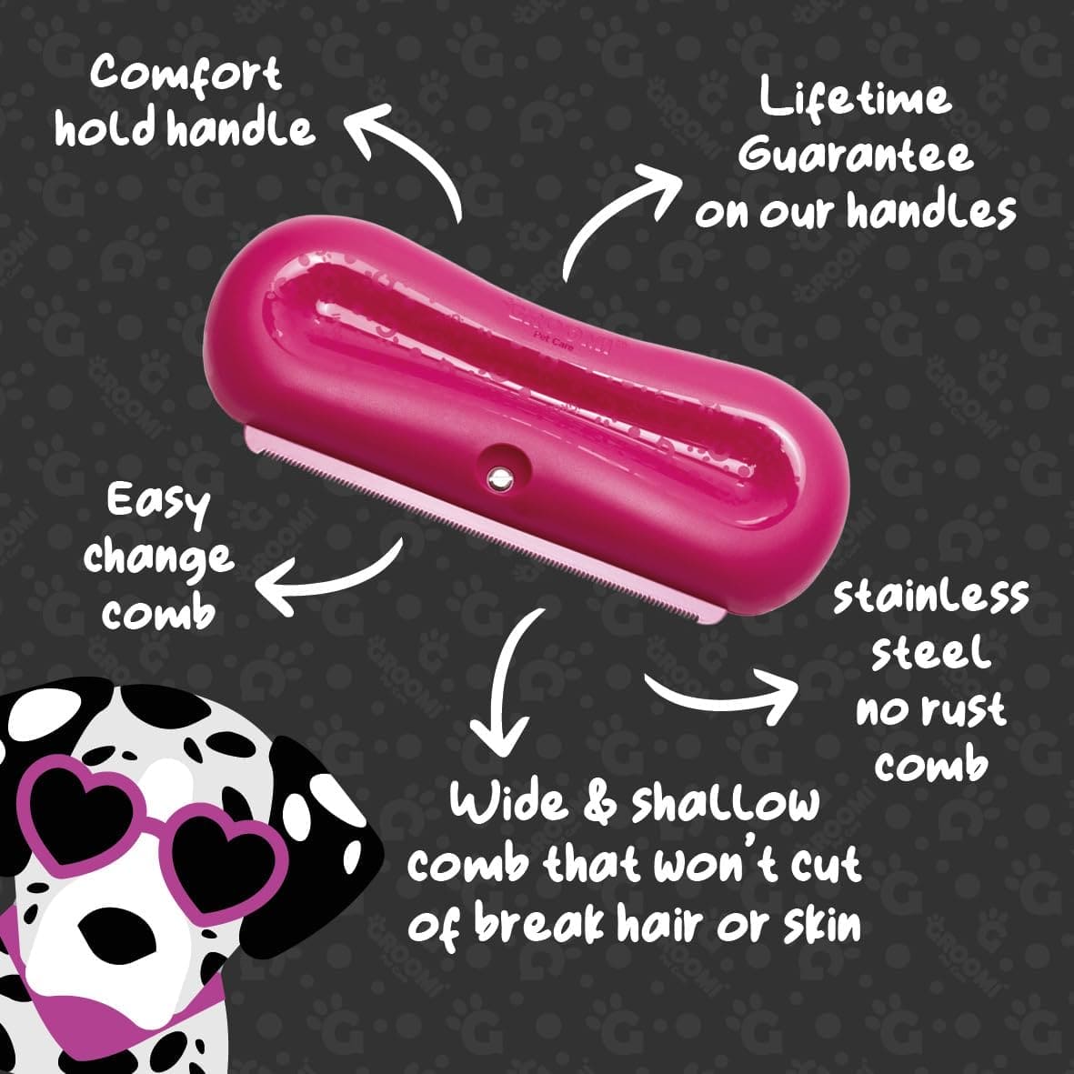 Groomi Deshedding & Grooming Brush for Dogs, Cats, Horses & Rabbits